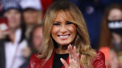 Melania Trump is radiant in red as she makes rare public  .